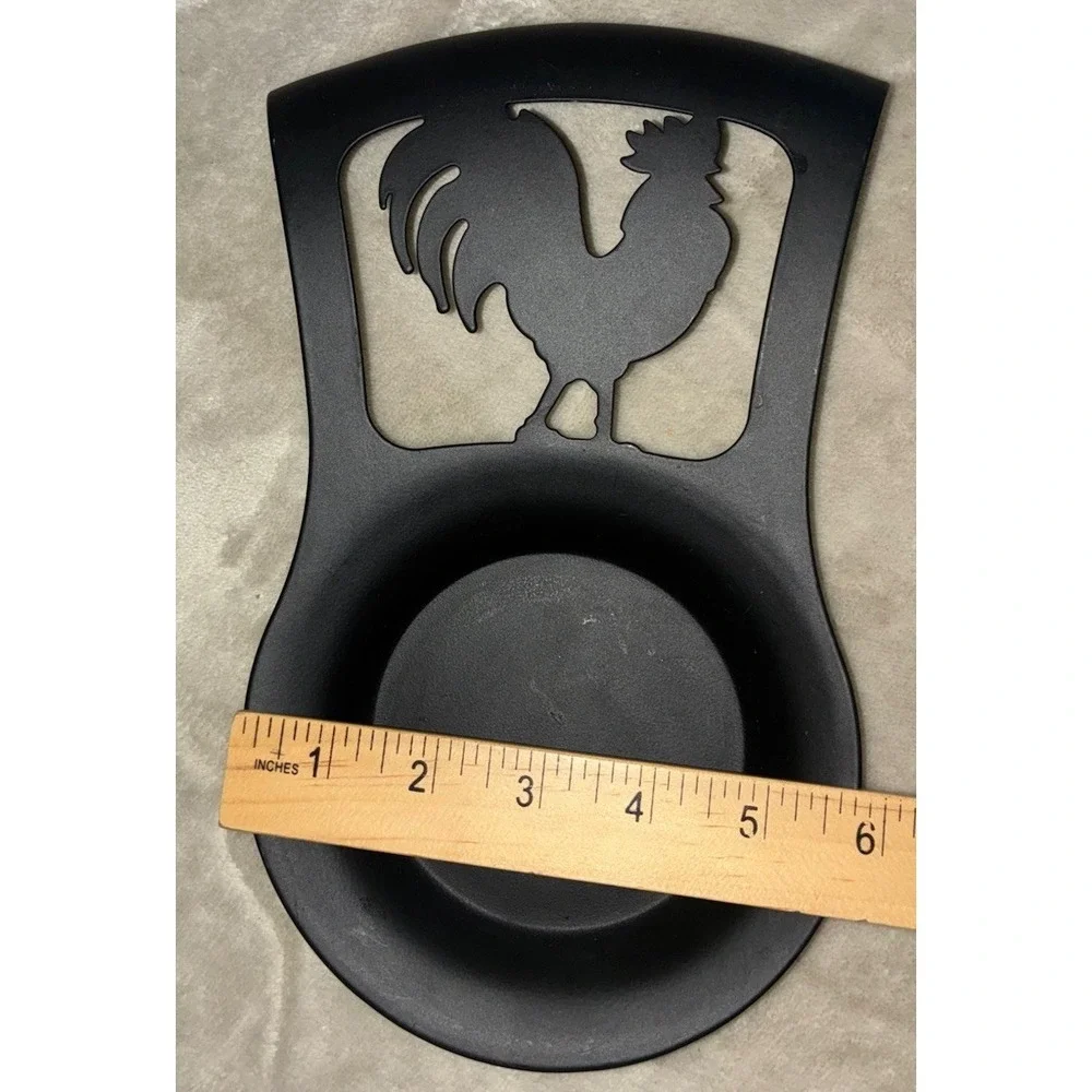 Spoon‎ Rest Rooster Black Metal 9.5x5.5